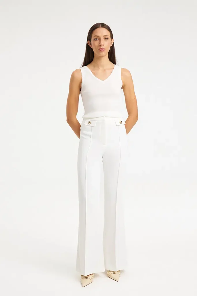 DALISA TROUSERS Tailored Παντελόνι με Νερβίρ MML26-01-03-002-WHITE/Λευκό