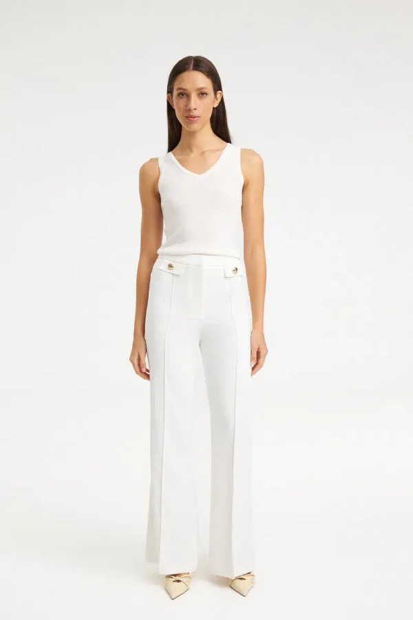 DALISA TROUSERS Tailored Παντελόνι με Νερβίρ MML26-01-03-002-WHITE/Λευκό