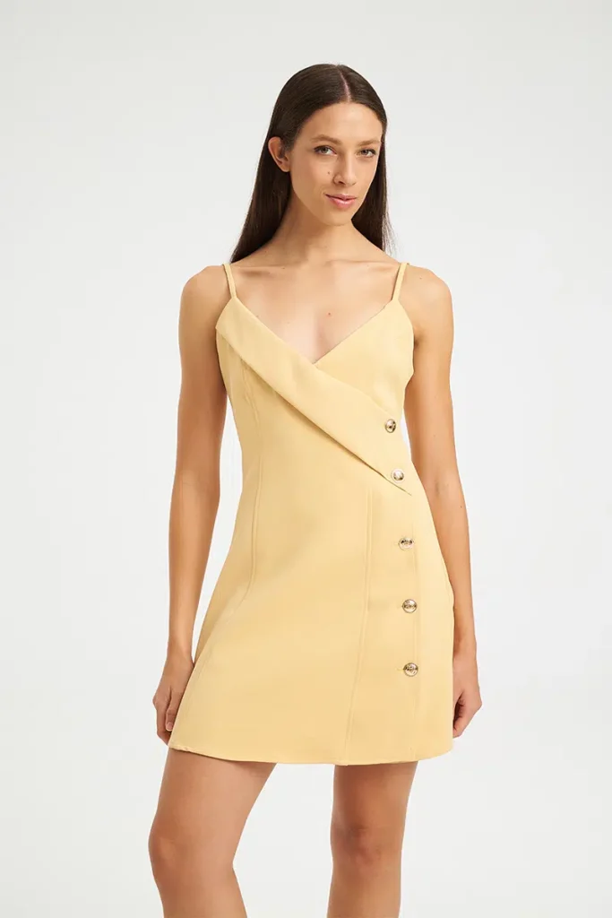 Mind Matter ANEMONI DRESS Κομψό Φόρεμα με Κουμπιά MML26-01-07-001-YELLOW/Κίτρινο