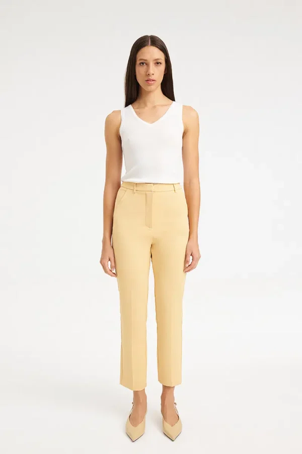 Mind Matter SELVA TROUSERS Ψηλόμεσο Tailored Παντελόνι SELVA TROUSERS MML26-01-03-001-WHITE/Λευκό
