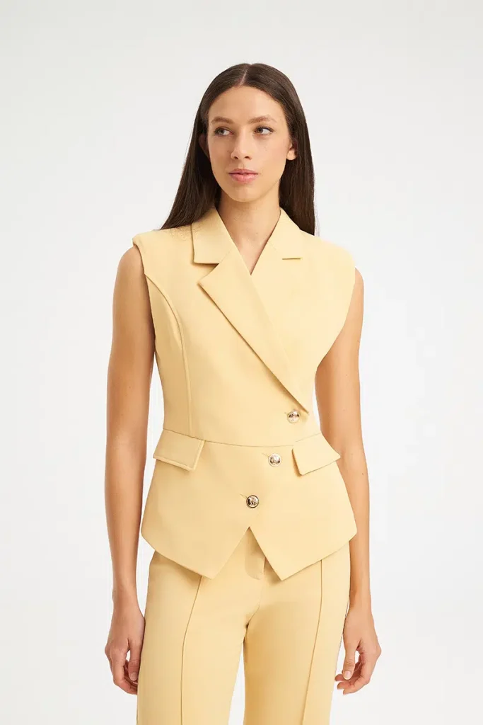 Mind Matter TINOS VEST Tailored Γιλέκο με Χρυσά Κουμπιά MML26-01-05-001-YELLOW/Κίτρινο