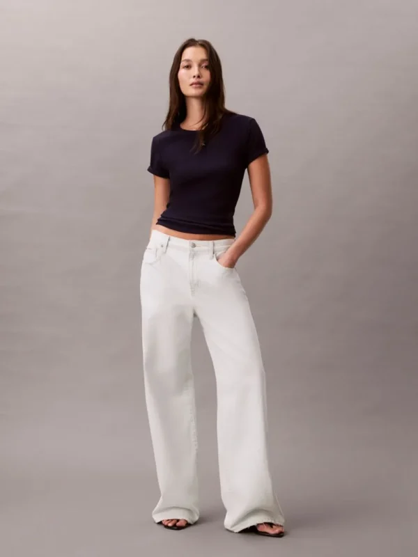 Calvin Klein Short Sleeve Monogram Patch Slim Waffle Tee LV047F233G-Blue/Μπλέ