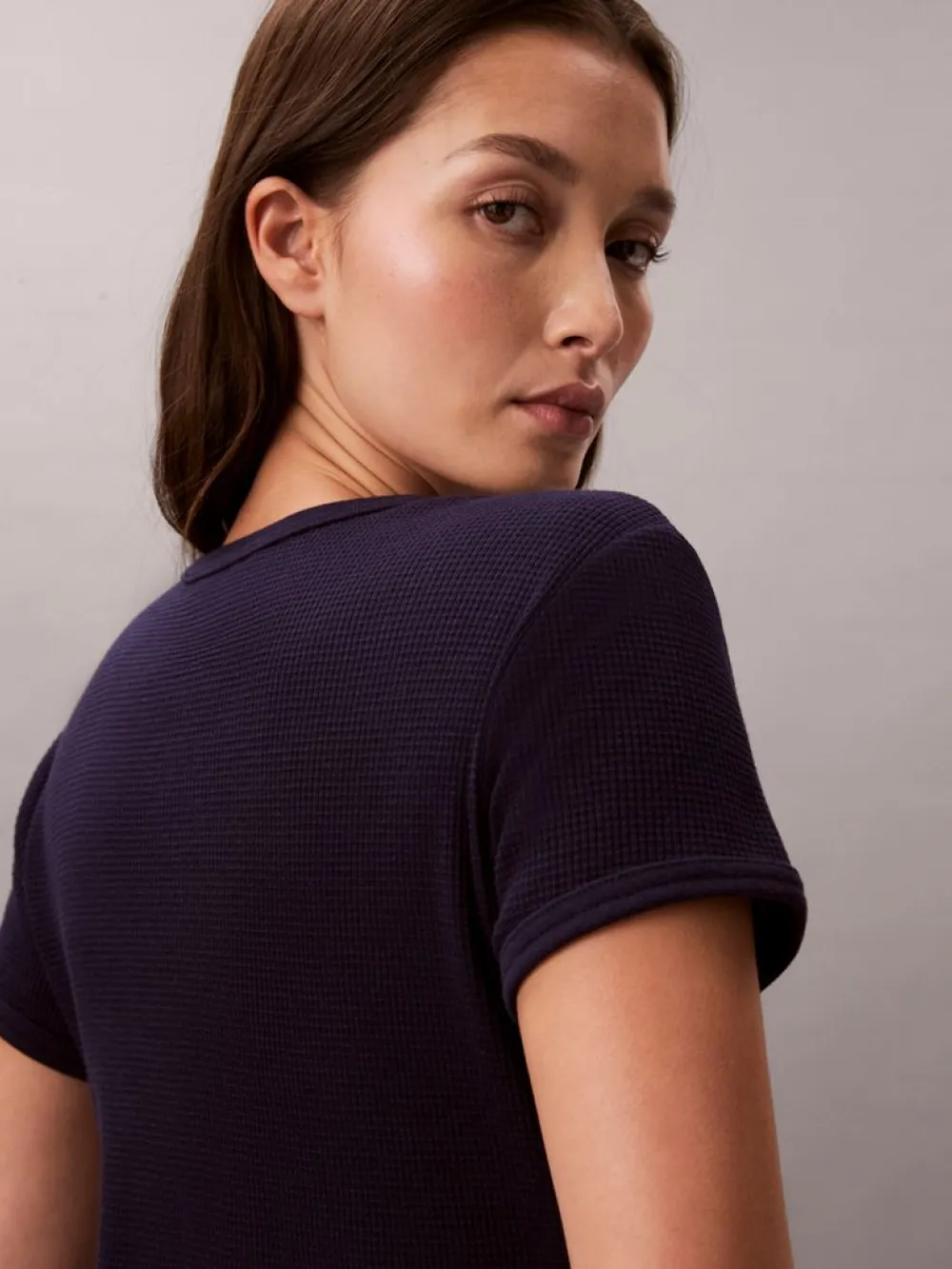 Calvin Klein Short Sleeve Monogram Patch Slim Waffle Tee LV047F233G-Blue/Μπλέ Calvin Klein Short Sleeve Monogram Patch Slim Waffle Tee LV047F233G-Blue/Μπλέ