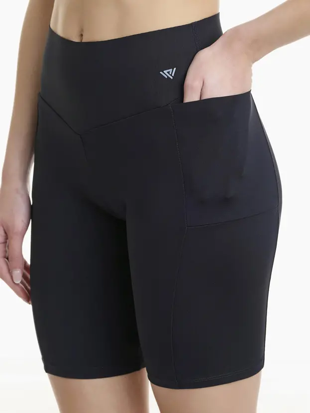 Walk Ποδηλατικό κολάν συμπίεσης laser cut με τσέπες στο πλάι W916_02-Black/Μαύρο