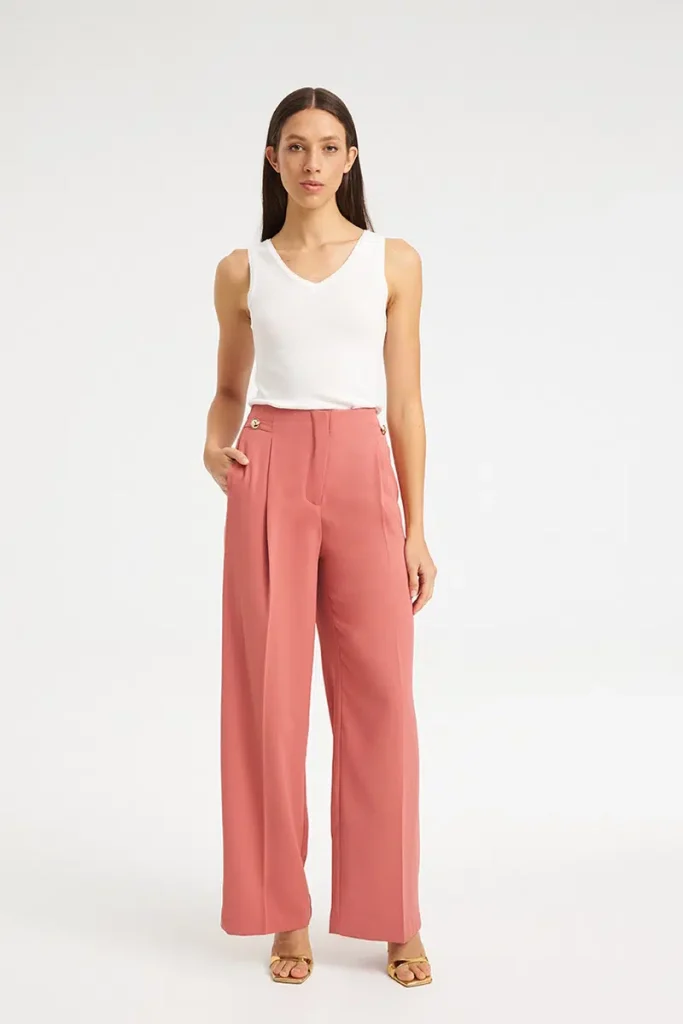 Mind Matter KODA TROUSERS Ψηλόμεσο Tailored Παντελόνι MML26-01-03-003-PEACH/Pοδακινί