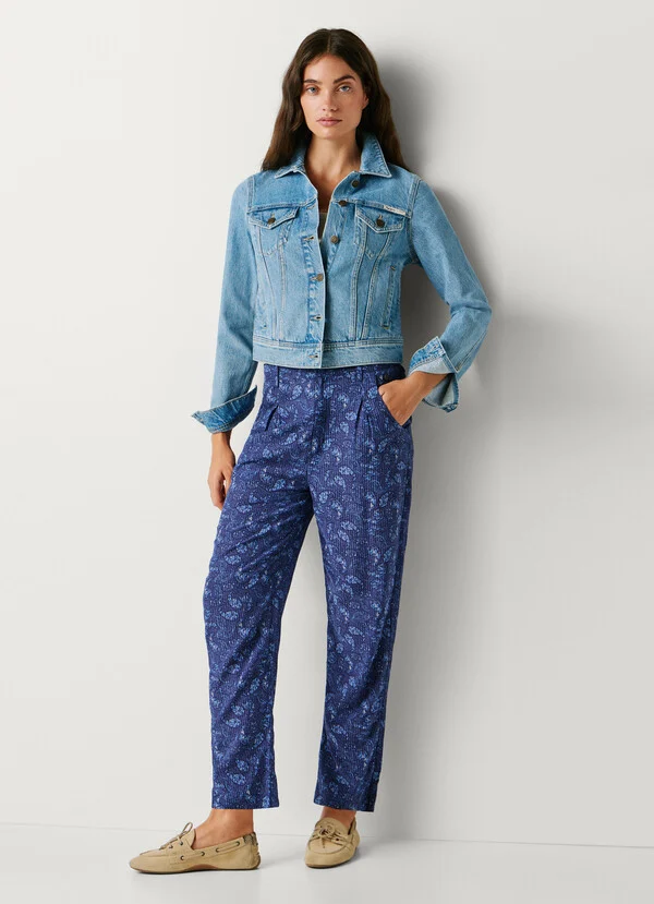 Pepe Jeans Straight Paisley Print Trousers PL2100060-Blue/Μπλέ