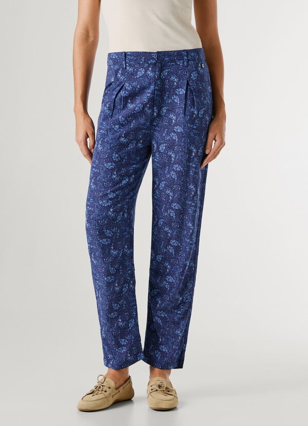 Pepe Jeans Straight Paisley Print Trousers PL2100060-Blue/Μπλέ