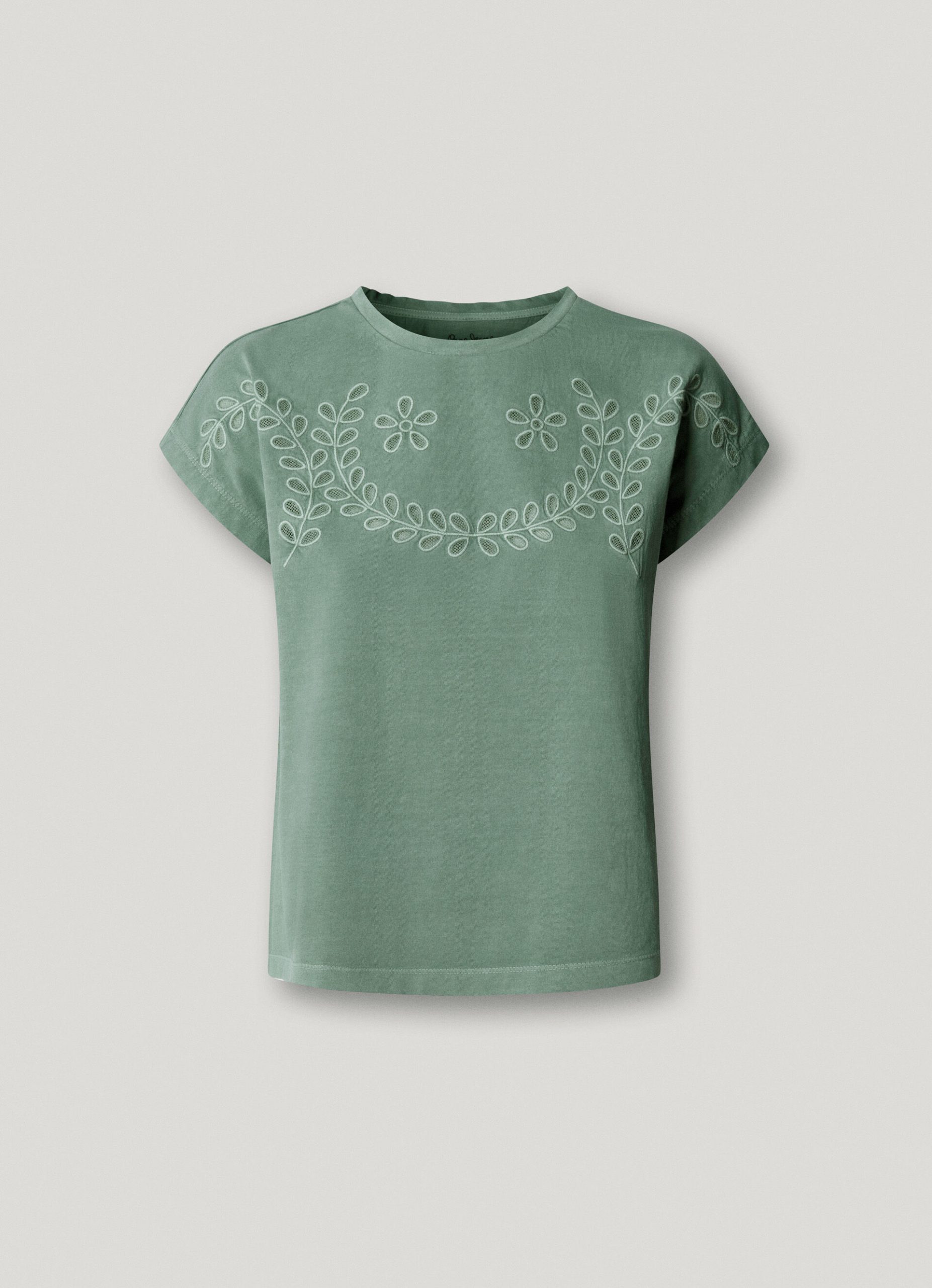 Pepe Jeans Mπλουζάκι Με Ανοιχτόχρωμες Φλοράλ Λεπτομέρειες PL5000137-610-Green/Πράσινο Pepe Jeans Mπλουζάκι Με Ανοιχτόχρωμες Φλοράλ Λεπτομέρειες PL5000137-610-Green/Πράσινο