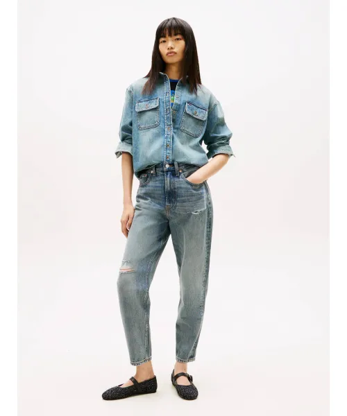 Tommy Jeans Jeans BJ8011 Mom Fit DW0DW22675-Blue/Mπλέ